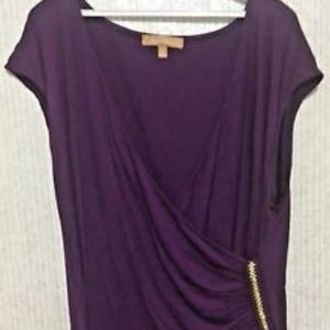 Gold Accent Blouse X-Large XL Eggplant Plum Purple